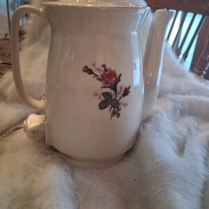 Cream Ceramic Teapot with Rose Motif